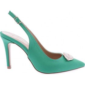 DGN 1010-23Y Yeşil Kadın Bilekten Bağli Silver Tokalı İnce Topuklu Ayakkabı
