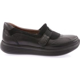 DGN 1035-23Y Siyah Kadın Dolgu Taban Cırtlı Comfort Ayakkabı