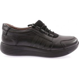 DGN 1045-23Y Siyah Dolgu Taban Lastik Bağcıklıı Kadın Comfort Ayakkabı