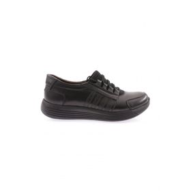 DGN 1045-23Y Siyah Dolgu Taban Lastik Bağcıklıı Kadın Comfort Ayakkabı