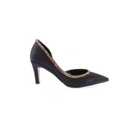 DGN 1328 Siyah Kadın Transparan Detaylı Topuklu Stiletto