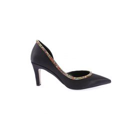 DGN 1328 Siyah Kadın Transparan Detaylı Topuklu Stiletto