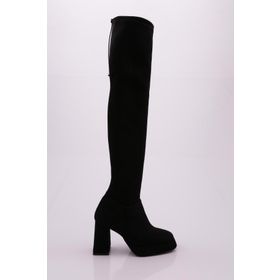 DGN 1900 Kadın Strech Detaylı Fermuarlı Knee High Topuklu Çizme