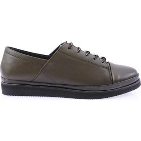 DGN 196 Haki Kadın Kalın Taban Bağcıklı Comfort Ayakkabı