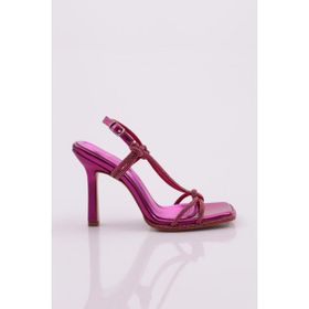 DGN 2033 Fuşya Taş İp Detaylı Kadın Topuklu Ayakkabı