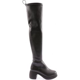 DGN 2100 Siyah Kadın Strech Knee High Topuklu Çizme