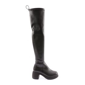 DGN 2100 Siyah Kadın Strech Knee High Topuklu Çizme