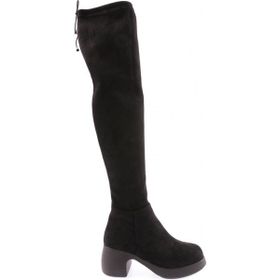 DGN 2100 Siyah Süet Kadın Strech Knee High Topuklu Çizme