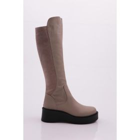 DGN 22535-22K Vizon Kadın Kalın Taban Fermuarlı Knee High Çizme