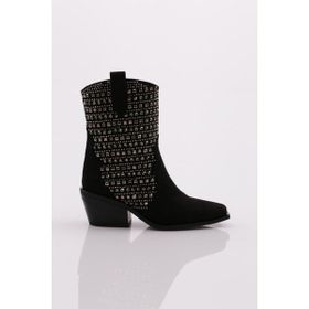 DGN 3305 Siyah Süet Kadın Western Bot