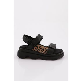 DGN 3527 Kadın Leopar Desenli Kalın Taban Sandalet