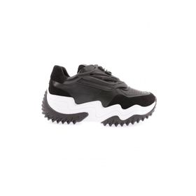 DGN 36462831 Siyah Kalın Taban Lazer Detaylı Kadın Sneakers Ayakkabı