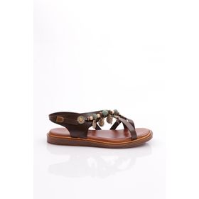 DGN 4163289 Koyu Kahve Yanları Boncuk Detaylı Kadın Sandalet