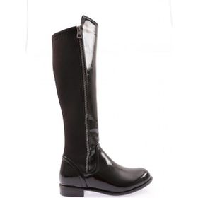 DGN 504 Kadın Arkası Stretch Yanı Fermuarlı Knee High Flats Çizme