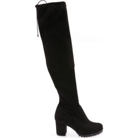 DGN 5400 Kadın Strech Detaylı Fermuarlı Knee High Topuklu Çizme