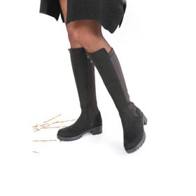 DGN 601 Siyah Arkası Stretch Knee High Kadın Çizme