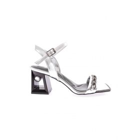 DGN 617-23Y Silver Taş Bantlı Gold Kadın Topuklu Sandalet