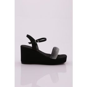 DGN 835 Kadın Dolgu Taban Silver Taşlı Bantlı Sandalet