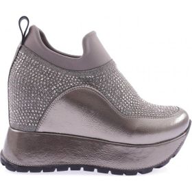 DGN 927-23Y Mega Kalın Taban Silver Taşlı Sneakers Platin Kadın Spor Ayakkabı