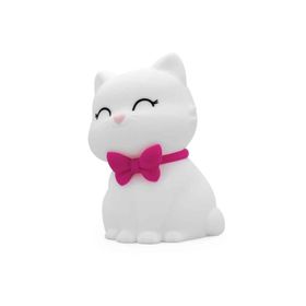 Dhink Kedi Tosh Silikon 14x10x9 cm Beyaz Gece Lambası