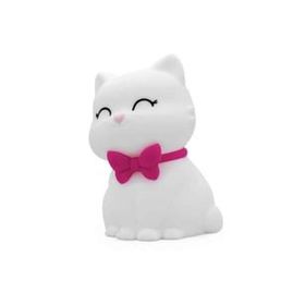 Dhink Kedi Tosh Silikon 14x10x9 cm Beyaz Gece Lambası