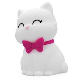 Dhink Kedi Tosh Silikon 14x10x9 cm Beyaz Gece Lambası