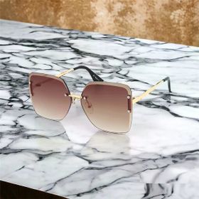 Di Caprio DC1841BRWN Kahverengi Kristal Model Kesme Cam Kadın Güneş Gözlüğü