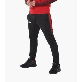 Diadora Ritim Erkek Likralı Siyah Kırmızı Eşofman Altı