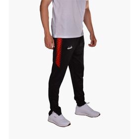 Diadora Ritim Erkek Likralı Siyah Kırmızı Eşofman Altı