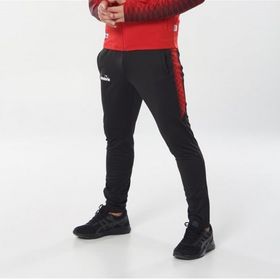 Diadora Ritim Erkek Likralı Siyah Kırmızı Eşofman Altı
