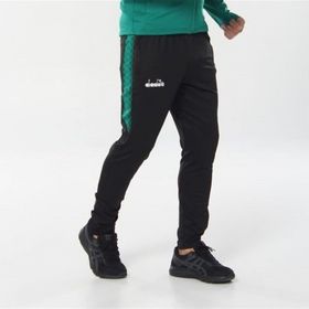 Diadora Ritim Erkek Likralı Siyah-Yeşil Eşofman Altı