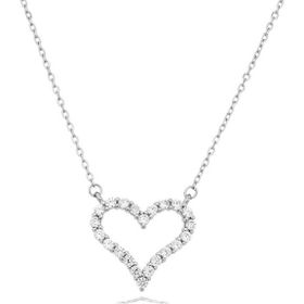 Diamond Swarovski Taşlı Kalp Kadın Gümüş Kolye
