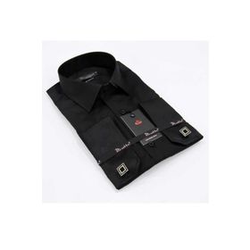 Dicotto 197-6 Siyah 8 Drop Micro Kumaş Kol Düğmeli Slim Fit Erkek Gömlek