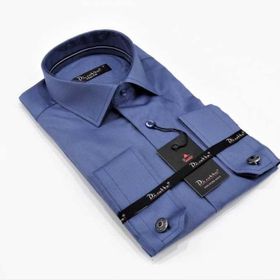 Dicotto İndigo Micro Kumaş Kol Düğmeli Slim Fit Düz Renk Gömlek