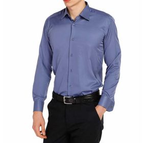 Dicotto İndigo Micro Kumaş Kol Düğmeli Slim Fit Düz Renk Gömlek