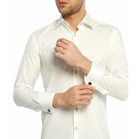 Dicotto Krem Micro Kumaş Kol Düğmeli Slim Fit Düz Renk Gömlek