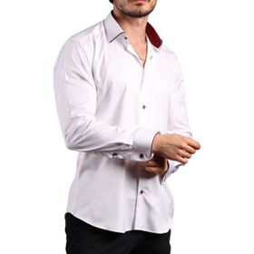 Dicotto Lacivert Bieli Beyaz Micro Kumaş Kol Düğmeli Slim Fit Erkek Gömlek