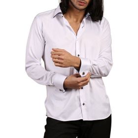 Dicotto Lacivert Bieli Beyaz Micro Kumaş Kol Düğmeli Slim Fit Erkek Gömlek