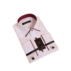 Dicotto Lacivert Bieli Beyaz Micro Kumaş Kol Düğmeli Slim Fit Erkek Gömlek