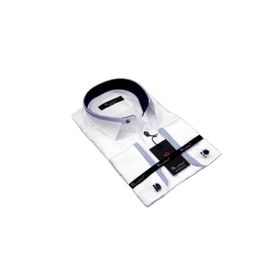 Dicotto Lacivert Bieli Beyaz Micro Kumaş Kol Düğmeli Slim Fit Erkek Gömlek