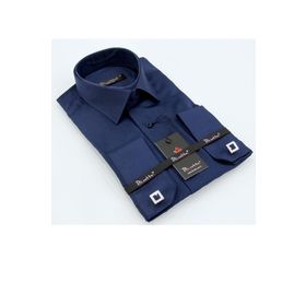 Dicotto Lacivert Micro Kumaş Kol Düğmeli Slim Fit Düz Renk Gömlek