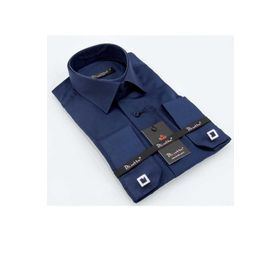 Dicotto Lacivert Micro Kumaş Kol Düğmeli Slim Fit Düz Renk Gömlek