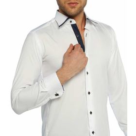 Dicotto Micro Kumaş Kol Düğmeli Slim Fit Beyaz Erkek Gömlek