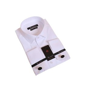 Dicotto Micro Kumaş Kol Düğmeli Slim Fit Beyaz Erkek Gömlek