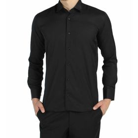 Dicotto Siyah Düz Ata Yaka Kol Düğmeli Slim Fit Smokin Gömlek