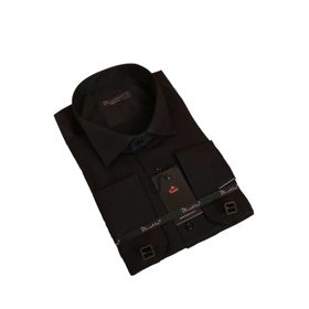 Dicotto Siyah Düz Ata Yaka Kol Düğmeli Slim Fit Smokin Gömlek