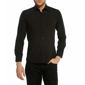 Dicotto Siyah Slim Fit Düz Renk Uzun Kol Erkek Gömlek