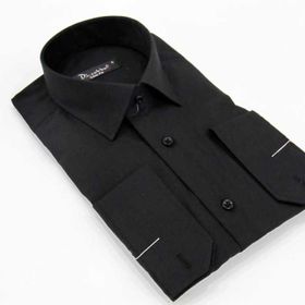 Dicotto Siyah Slim Fit Düz Renk Uzun Kol Erkek Gömlek