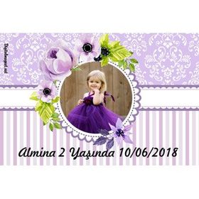 Digital Magnet Mor Çiçek Temalı Doğum Günü Afiş