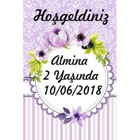 Digital Magnet Mor Çiçek Temalı Doğum Günü Afiş